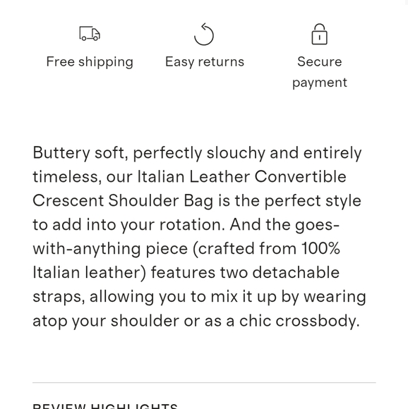 Quince Italian Leather Convertible Crescent Bag Cognac Purse Gold - Picture 5 of 11